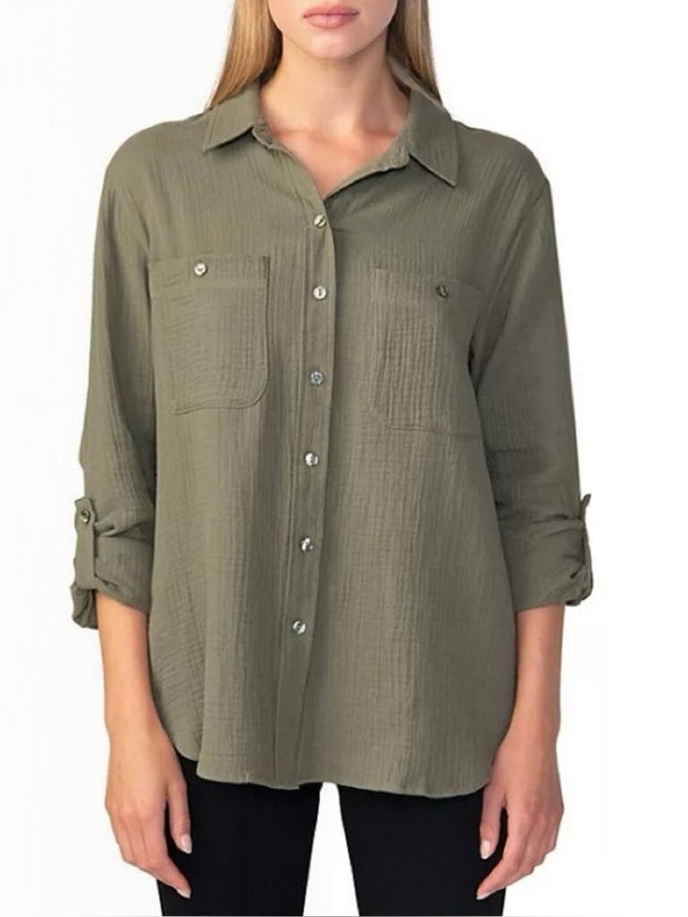 Sanctuary Women’s cotton Casual Button-Down Shirt, size large